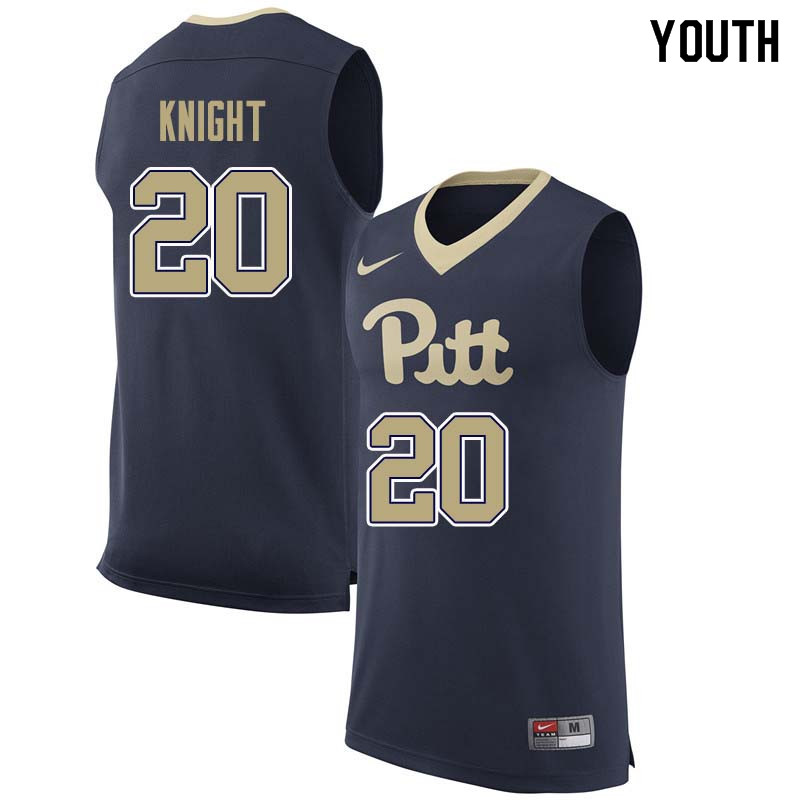 Youth #20 Brandin Knight Pittsburgh Panthers College Basketball Jerseys Sale-Navy